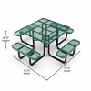 Flash Furniture Creekside 46 in Square Outdoor Picnic Table, Green Top/Seat, Black Frame, Mesh Metal Top SLF-EMS-46-GN-GG